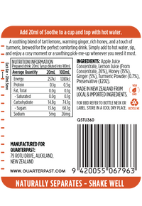 Soothe Turmeric Lemon Ginger & Honey Fruit Infusion 360mL (No Added Cane Sugar)