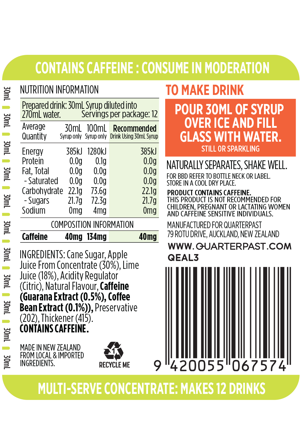 GOLD ENERGY Concentrate Apple & Lime 360mL