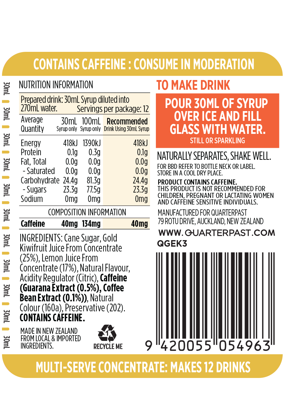 GOLD ENERGY Concentrate Kiwi 360mL