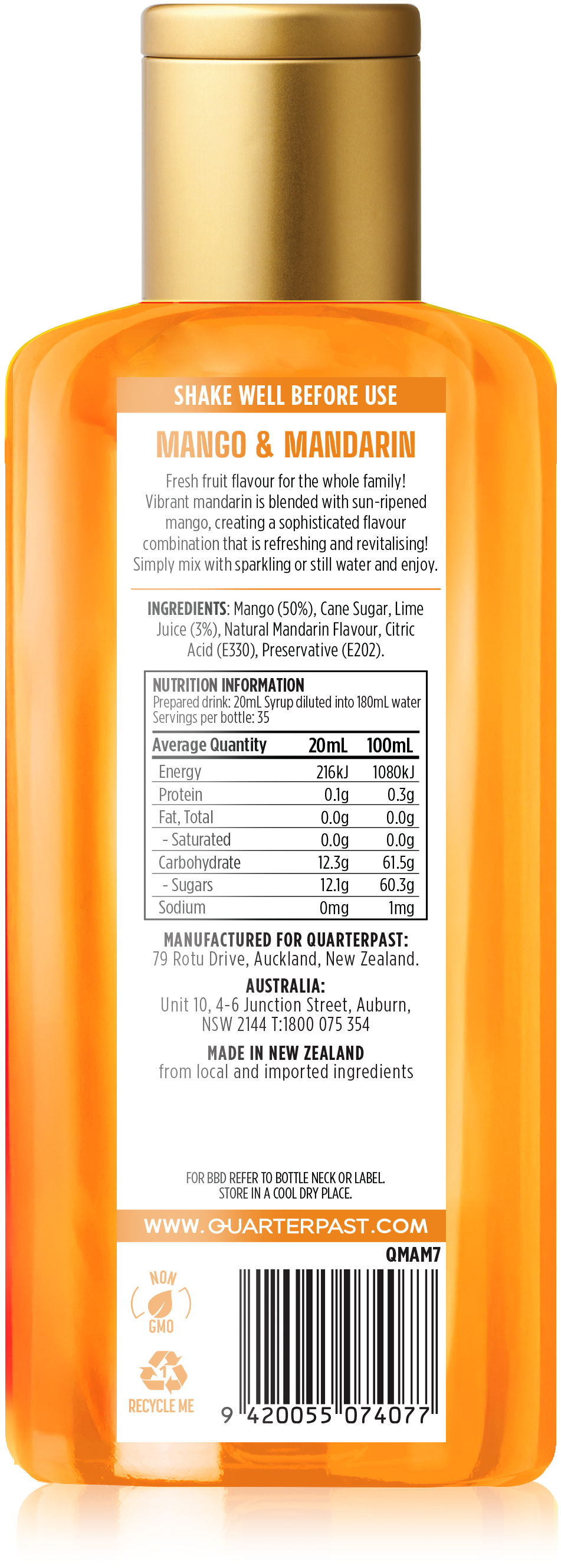 Mango & Mandarin Cordial 700mL